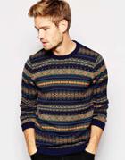 Asos Sweater With Fairisle Pattern - Navy