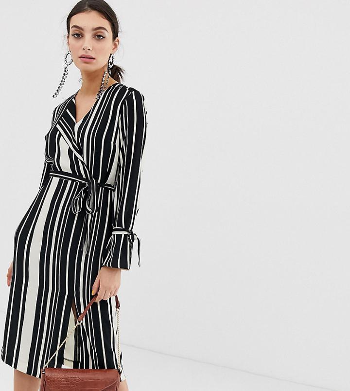 River Island Wrap Dress With Tie Waist In Stripe Print - Multi