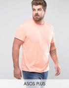 Asos Plus T-shirt With Crew Neck And Roll Sleeve In Orange - Orange