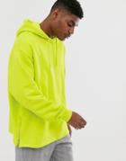 Asos Design Oversized Hoodie With Side Zips In Bright Green - Green
