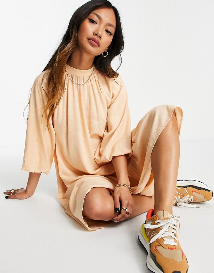 Y.a.s Mini Smock Dress In Peach-orange