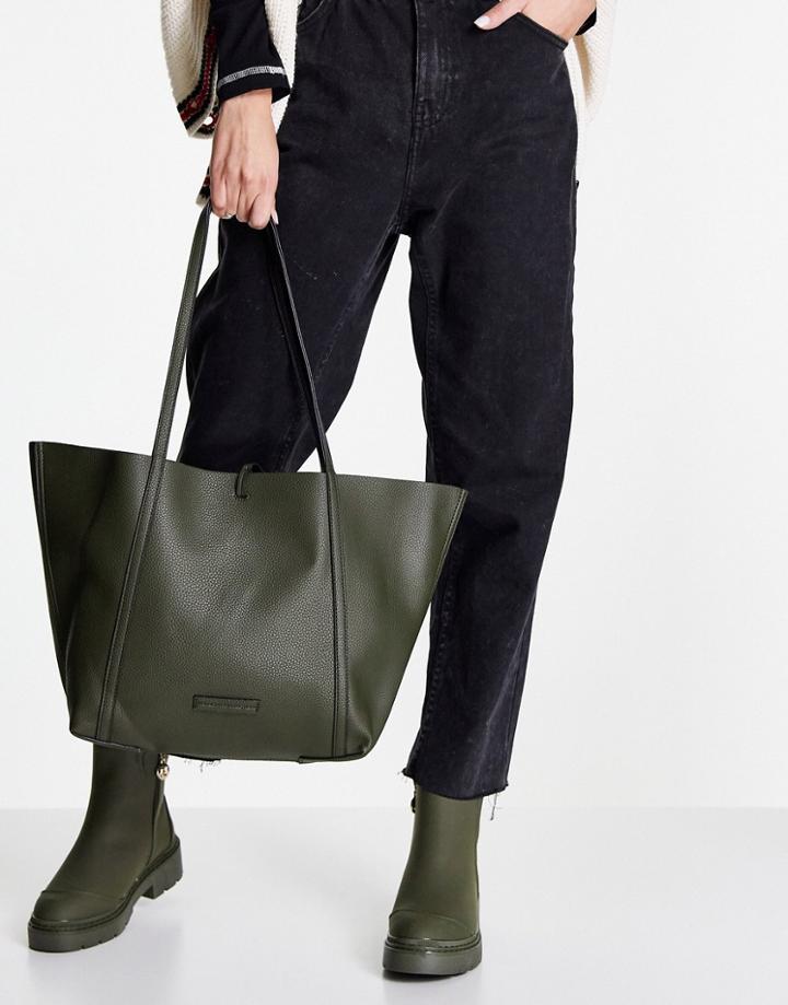French Connection Reversible Tote In Sage Green