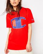 Champion Oversized Boyfriend T-shirt With Retro Oversized Logo - Red