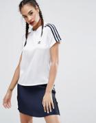 Adidas Originals Adicolor Deluxe Polo Shirt With Pleated Trim - White