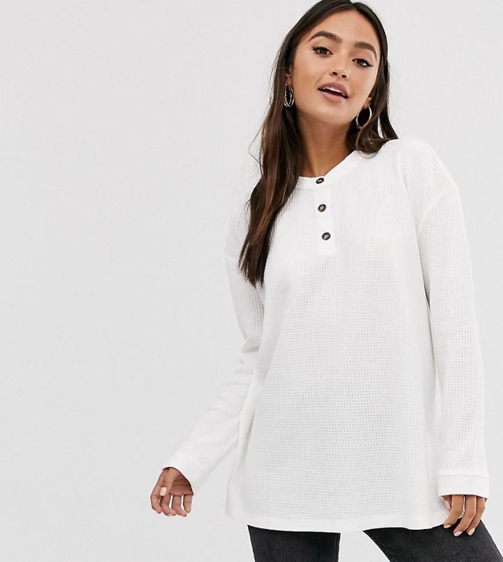 Urban Bliss Oversized Waffle Henley-white