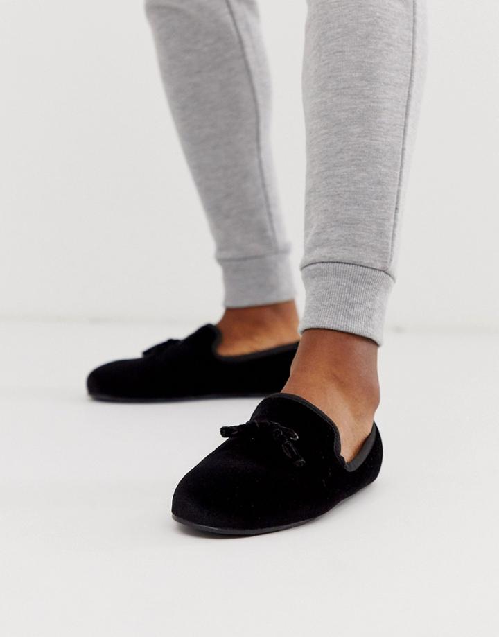 Asos Design Loafer Slipper In Black With Tassle