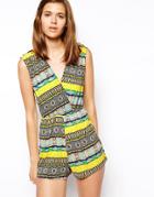 Ax Paris Wrap Front Playsuit - Yellow