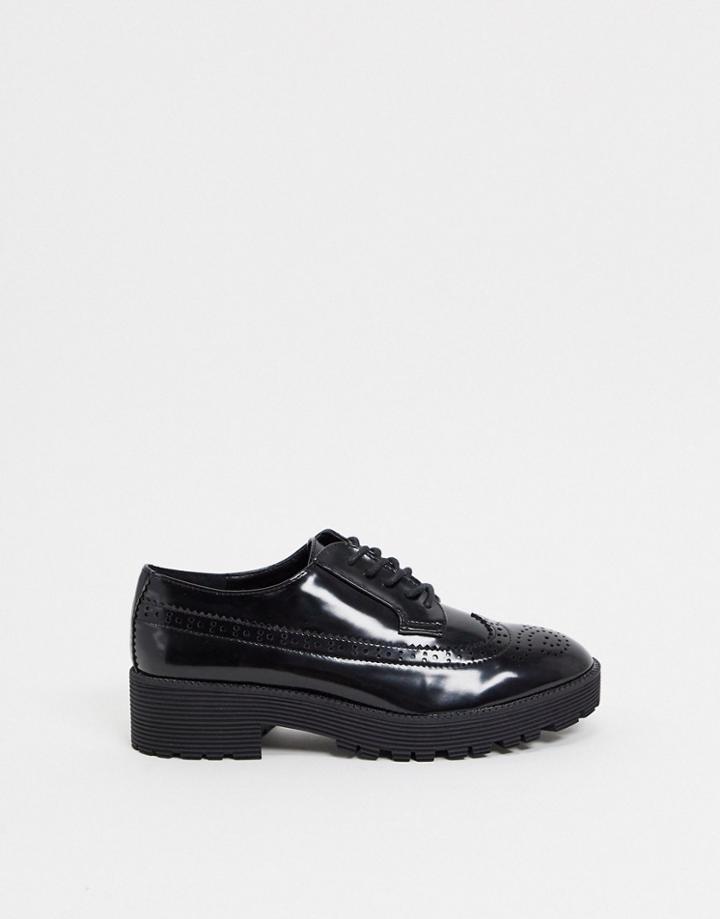London Rebel Chunky Brogues In Black