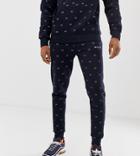 Nicce Skinny Sweatpants With All Over Print In Navy