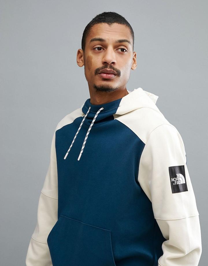The North Face Fine 2 Box Hoodie In Blue/off White - Blue