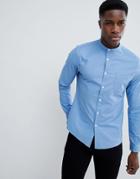 Asos Design Casual Stretch Slim Oxford Shirt In Blue - Blue