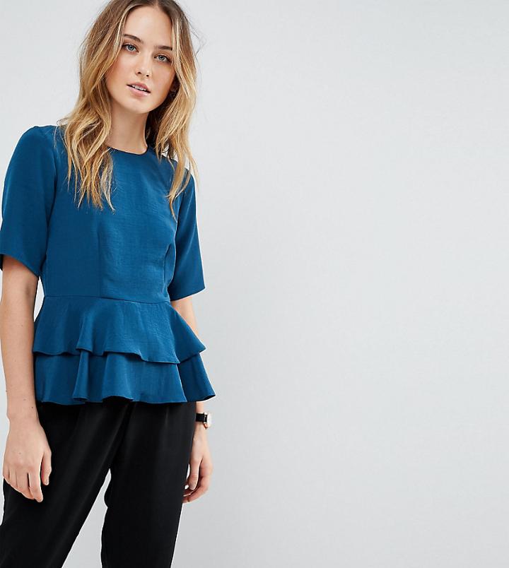 Asos Tall Double Pephem Top - Green