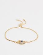 Asos Design Bracelet With Toggle Chain And Eye Charm In Gold Tone