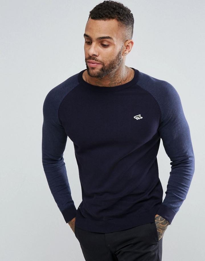 Le Shark Raglan Sleeve Cotton Knit - Navy