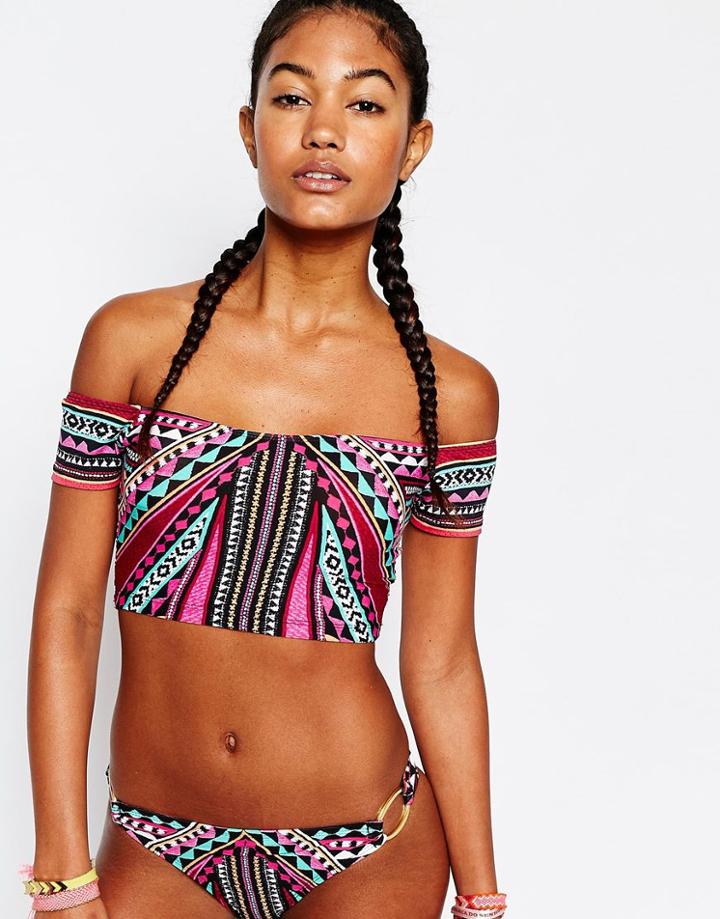 Bikini Lab Thread Light Crop Bikini Top - Multi