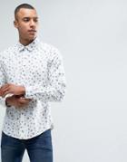 Esprit Button Down Shirt With All Over Mini Triangle Print - White