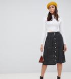 Influence Tall Button Front Midi Skirt In Polka Dot Print - Black