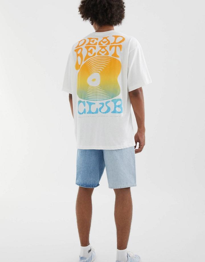 Pull & Bear Oversized Back Print T-shirt In White