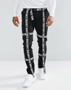 Asos Skinny Pants With All Over Strapping Detail In Black - Black
