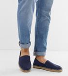 Asos Design Wide Fit Square Toe Espadrilles In Navy Faux Suede