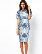 Asos Petite Exclusive Wiggle Dress In Ombre Leaf Print - Multi