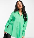 Asyou Branded Oversized Shirt In Green