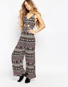 Kiss The Sky Ubud Jumpsuit With Cut Out Waist - Print