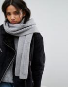 Weekday Ribbed Long Scarf - Gray