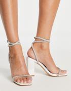 Be Mine Bridal Siara Block Heel Sandals With Embellished Straps In Ivory-white