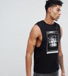 Asos Design Tall Sleeveless T-shirt With Dropped Armhole And Skull Print - Black