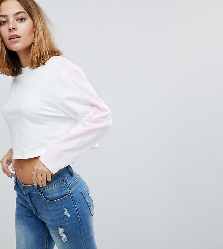 Asos Petite Sweat In Boxy With Color Block Panels - Multi