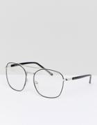 Jeepers Peepers Aviator Clear Lens Glasses In Silver - Silver