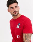 Jack & Jones Originals Holidays T-shirt With Snowman Graphic-red