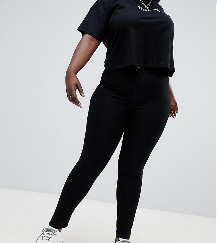 Boohoo Plus High Waist Skinny Jeans - Black
