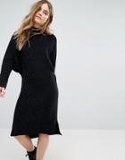 Pull & Bear Knitted Midi Dress - Black