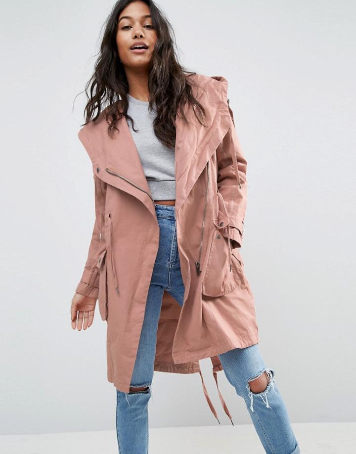 Asos Waterfall Parka - Pink