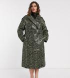 Asos Design Snake Trench Coat With Statement Belt-green