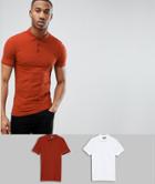 Asos Design Muscle Fit Polo In Jersey 2 Pack Multipack Saving - Multi