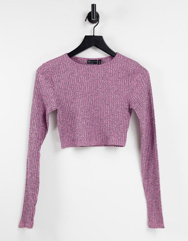 Asos Design Super Crop Top In Space Dye In Pink