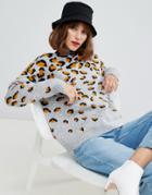 Asos Design Scattered Leopard Sweater-multi