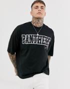 Asos Design Nfl Panther Oversized T-shirt With Front And Back Print-black