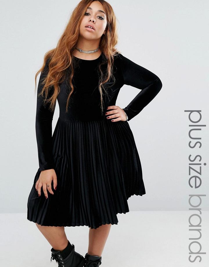 Alice & You Velvet Skater Dress - Black