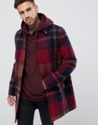 Asos Design Trench Coat In Red Check - Red