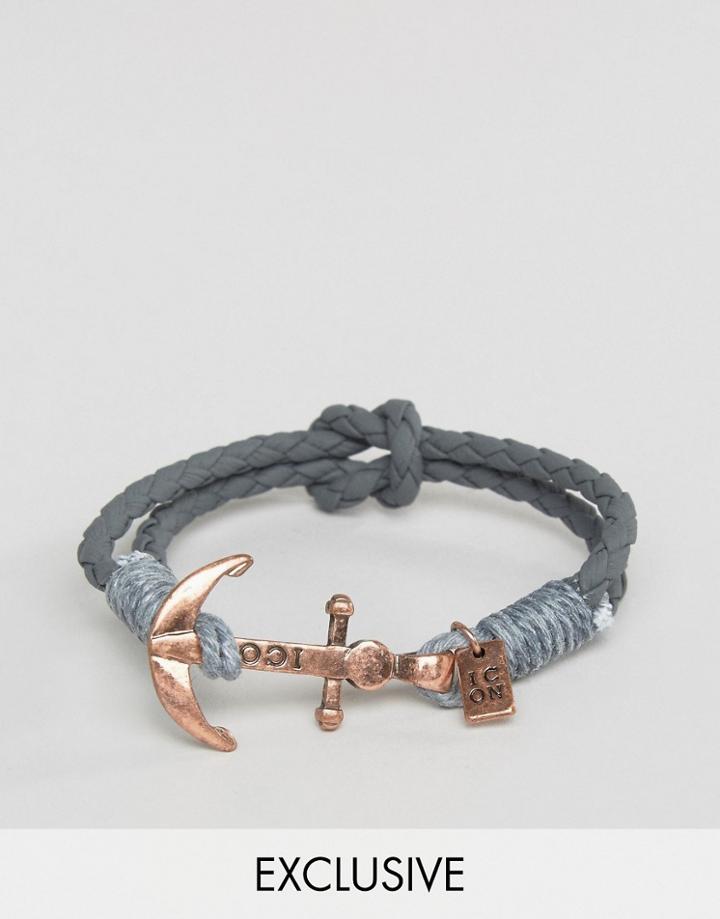 Icon Brand Anchor Bracelet In Gray - Gray