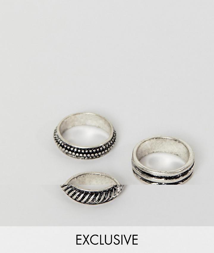 Reclaimed Vintage Inspired Ring Pack In Silver Exclusive At Asos - Silver