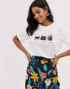 Neon Rose Relaxed T-shirt With Polaroid Graphic Print - White