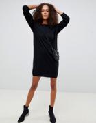 Asos Design Cut Out V Back Sweater Dress-black