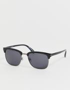 Jack & Jones Retro Sunglasses Black Lens - Black