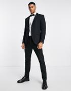 Jack & Jones Premium Super Slim Fit Stretch Wool Mix Suit Jacket In Black