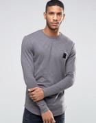 Religion Long Sleeve T-shirt With Raw Curved Hem Detail - Gray